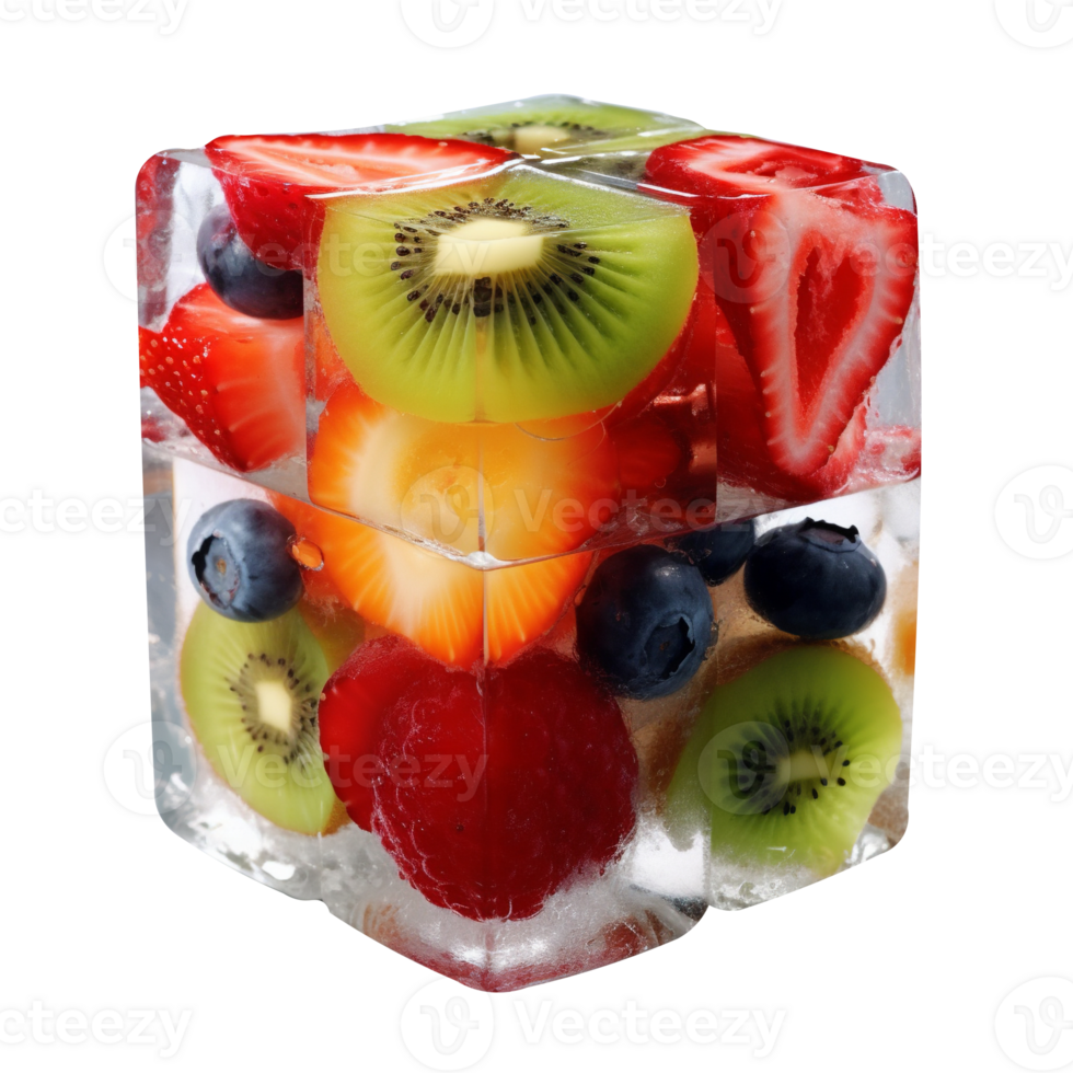 Fruit in ice-cube isolated on background png