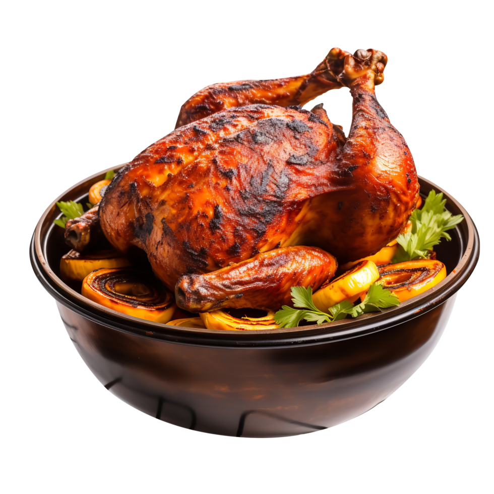 Inviting Tandoori Chicken leg Marinated Isolated On Transparent Background png