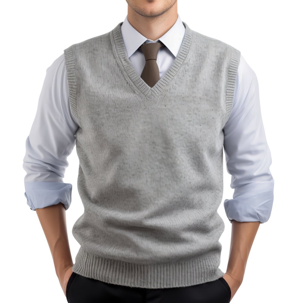 Soft Sweater Vest sleeveless cardigan Isolated On Transparent Background png