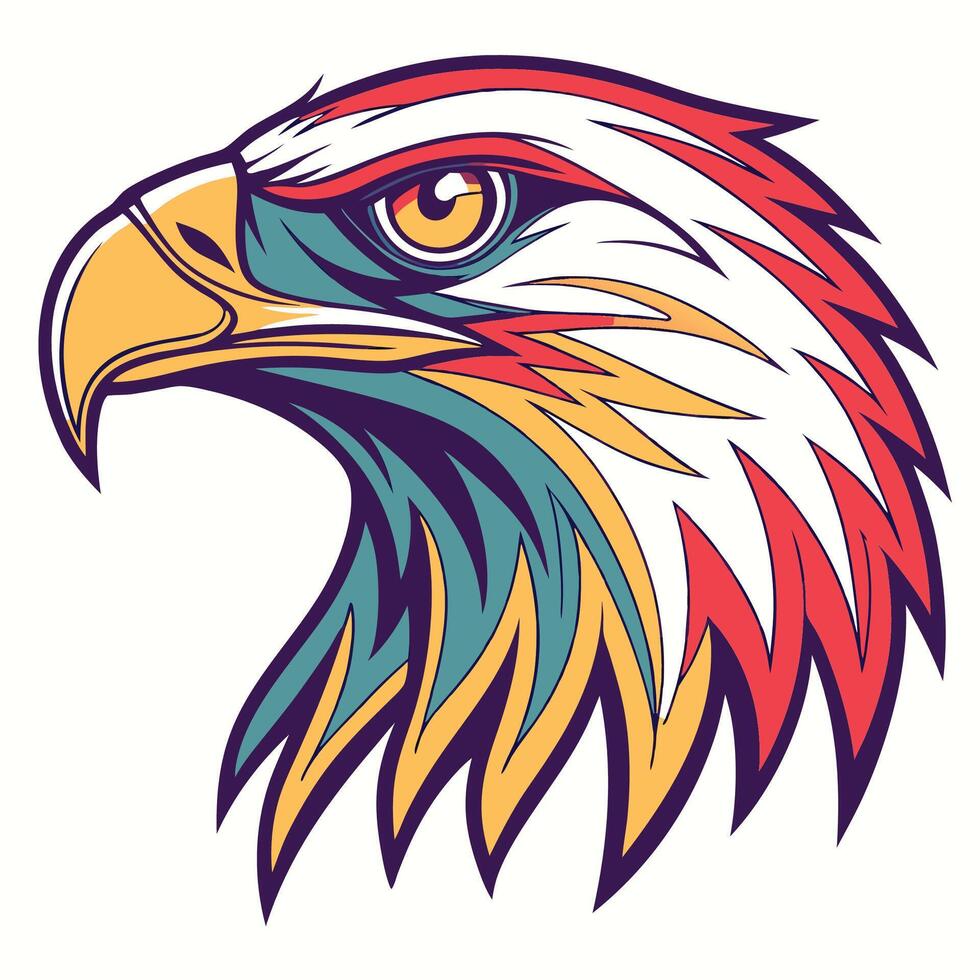 an eagle head with colorful feathers vector