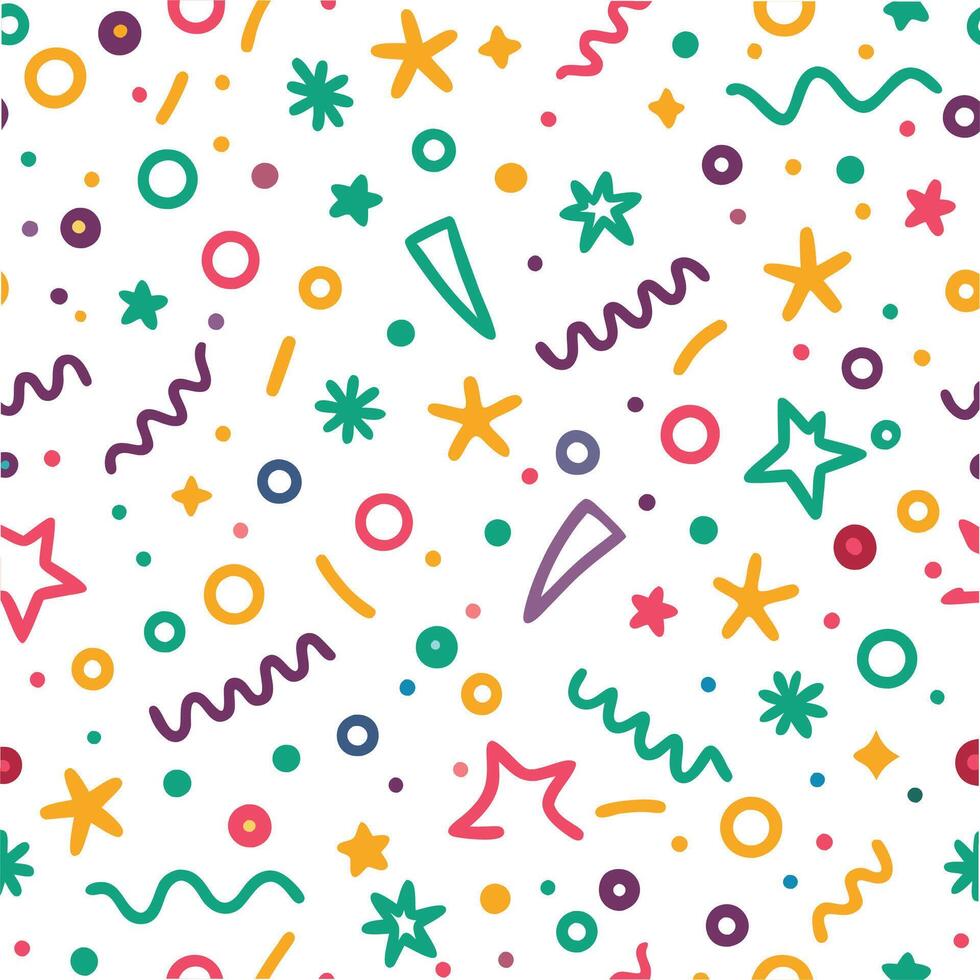 seamless pattern with colorful shapes and stars vector
