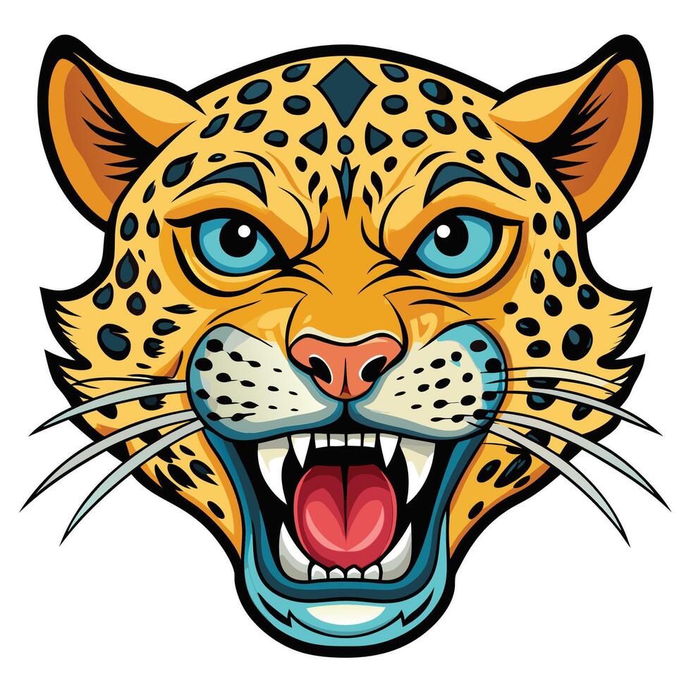 a jaguar head with its mouth open vector