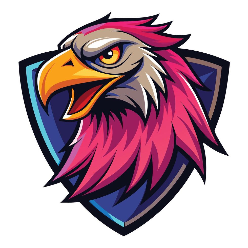an eagle mascot head with a pink beak vector
