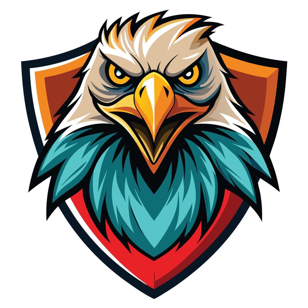 an eagle mascot head on a shield vector