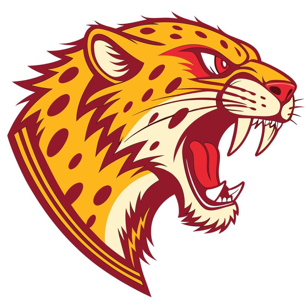 the head of a jaguar is shown in a cartoon style vector
