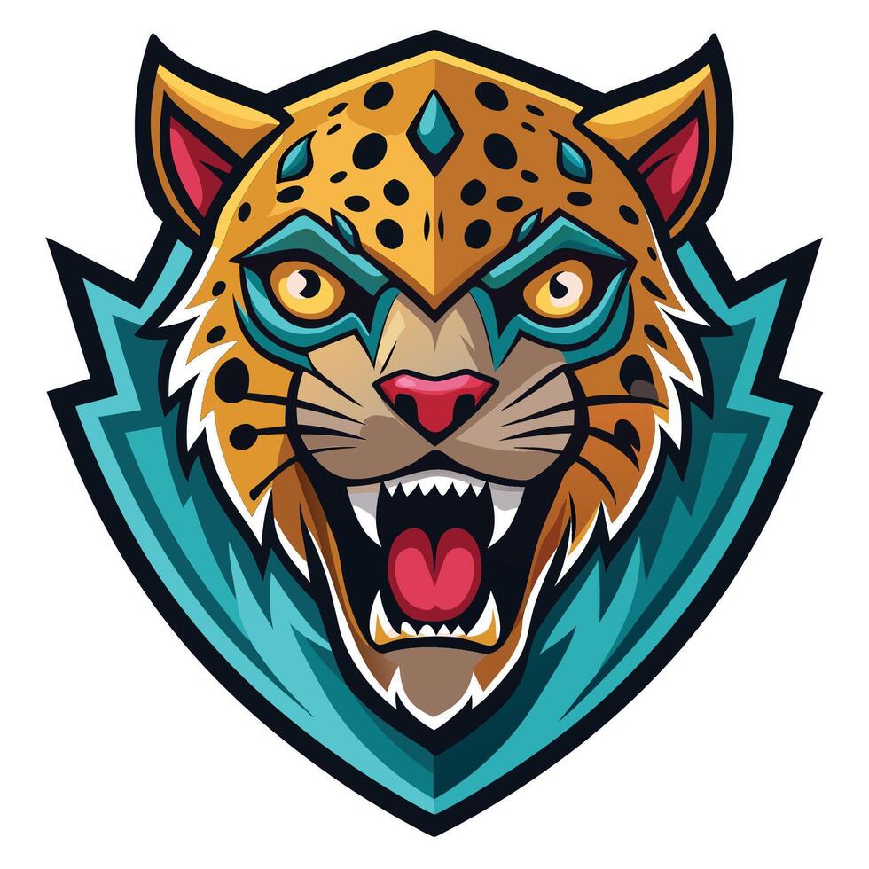 the jaguar head is shown in the center of the shield vector