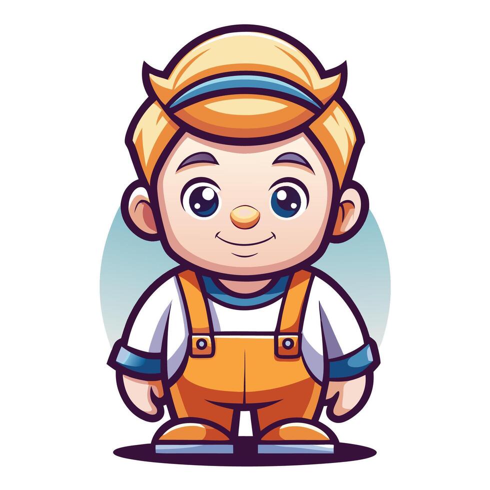 cartoon boy in overalls with a smile vector