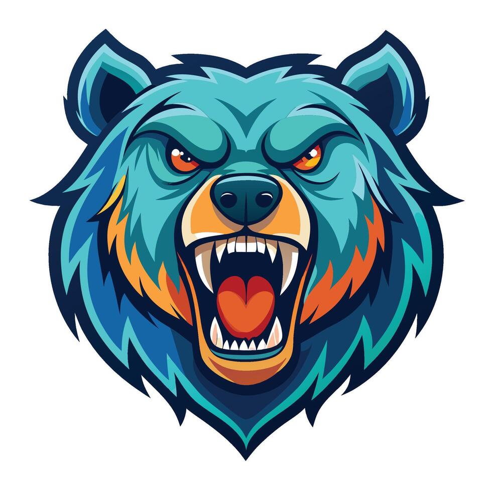 the head of a bear with an angry expression vector