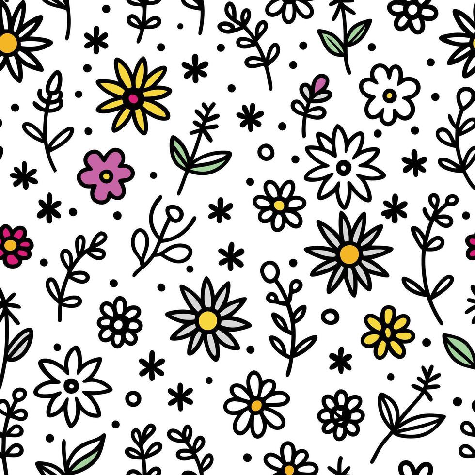 seamless pattern with flowers and leaves vector