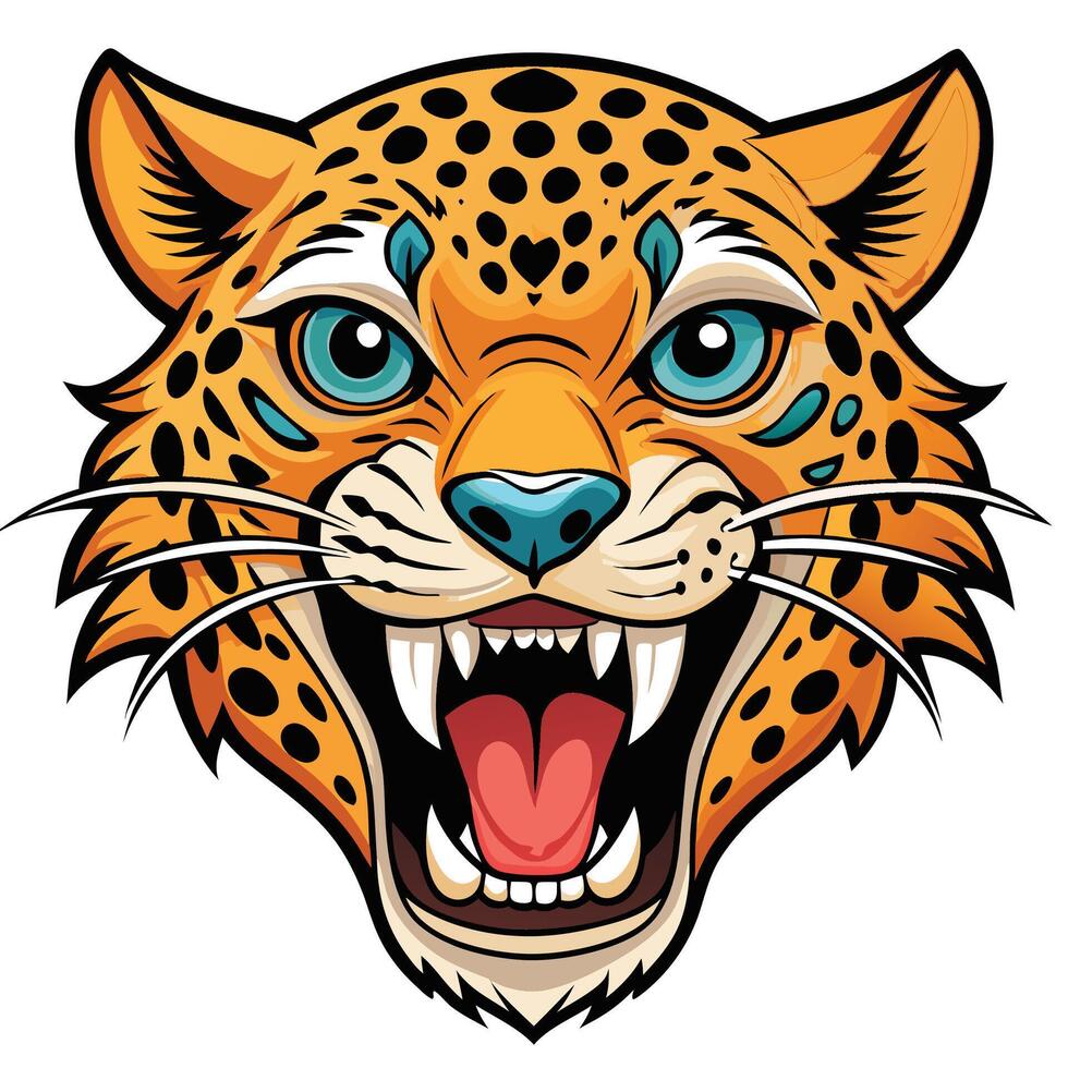 a jaguar head with open mouth vector