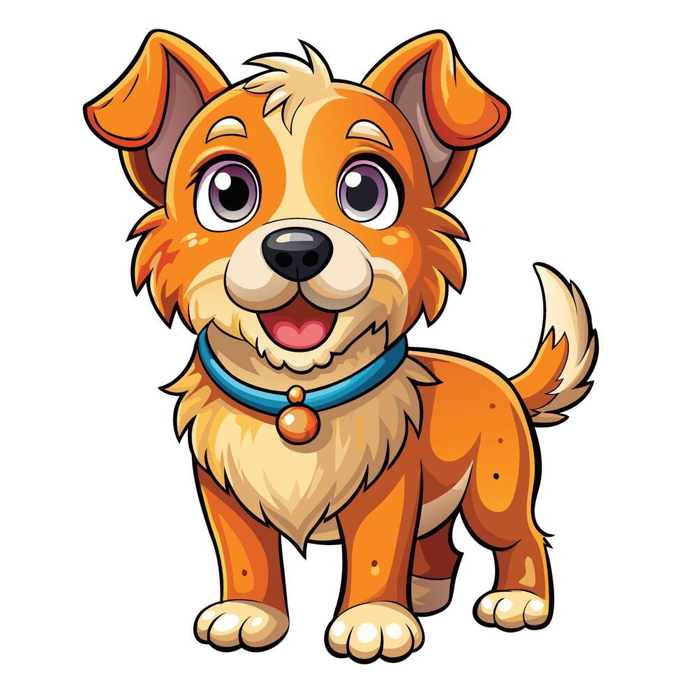 cartoon dog with blue collar and collar vector