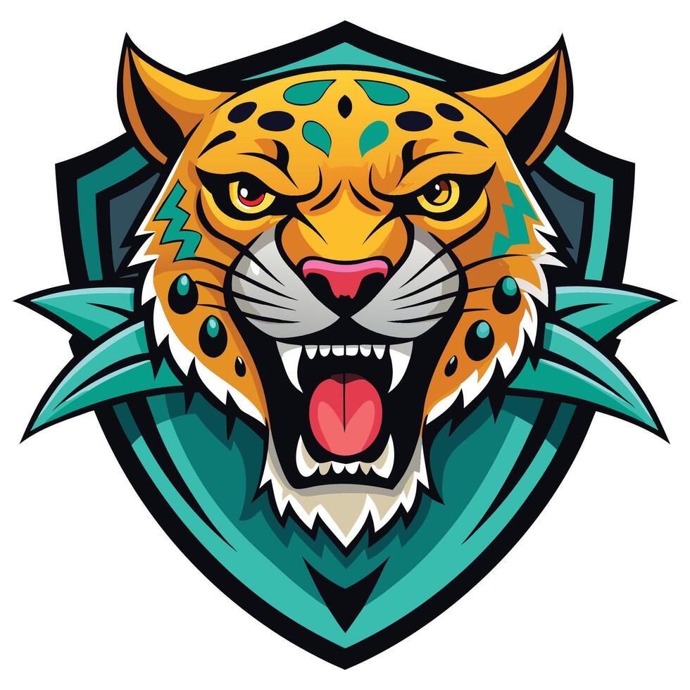the jaguar head is shown in the center of the shield vector
