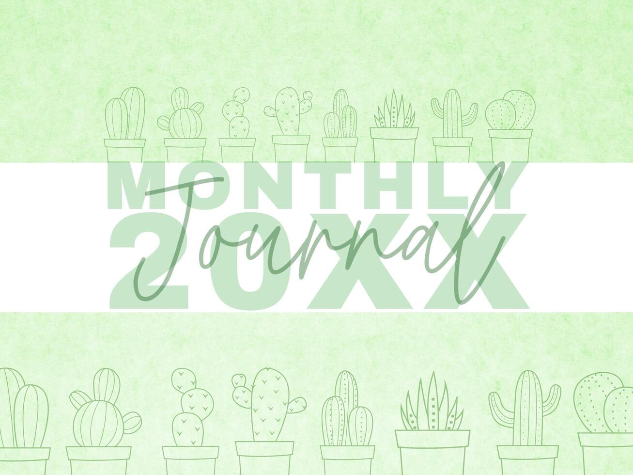 Minimalist Monthly Journal with Doodle Succulents Themed template