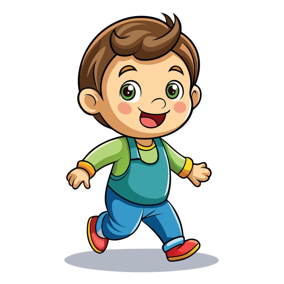 cartoon boy running and smiling vector