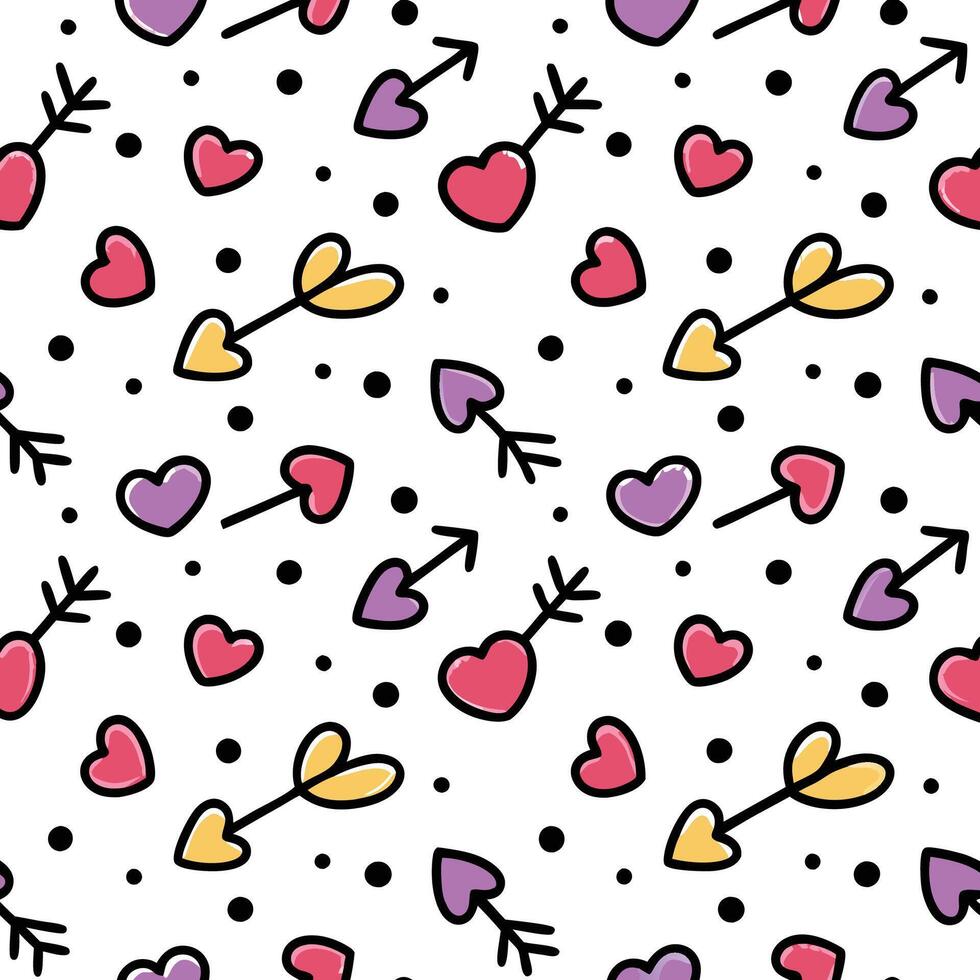 a pattern with hearts and arrows on it vector