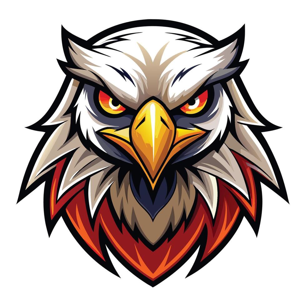 an eagle head with red eyes and a red beak vector