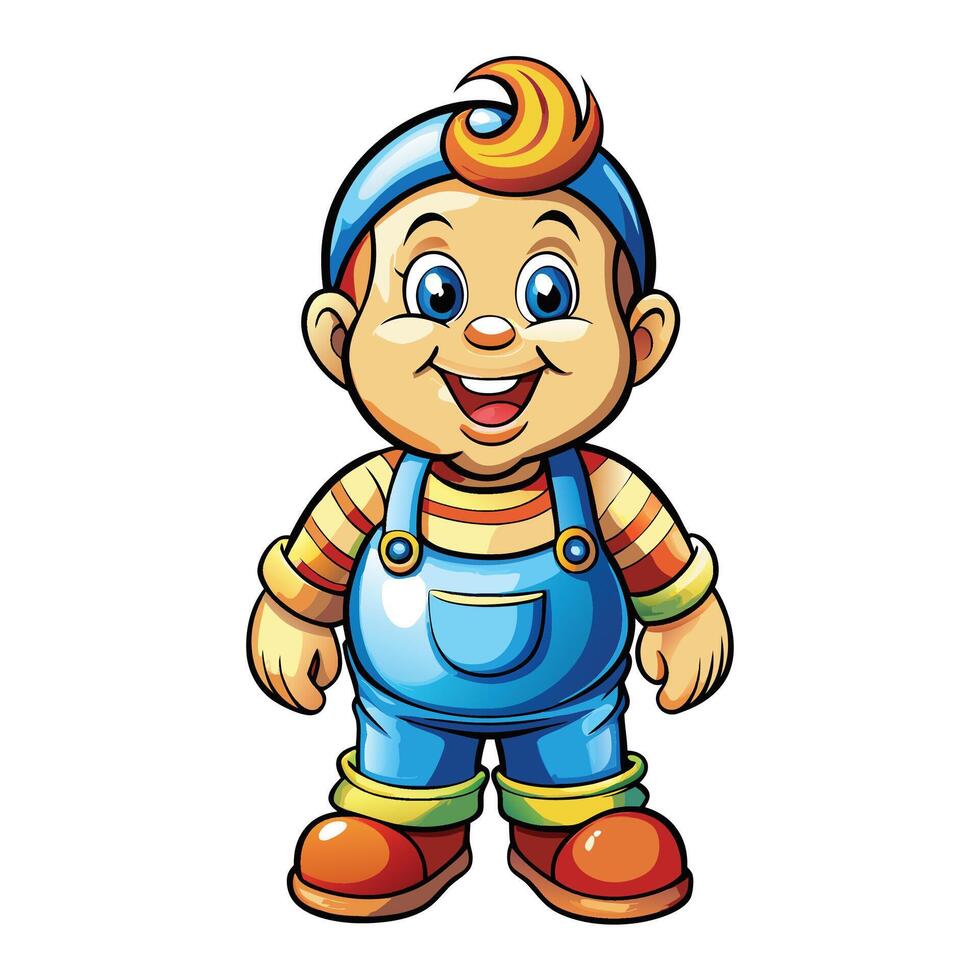 cartoon boy in overalls illustration vector
