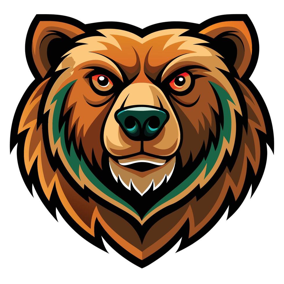 the head of a brown bear is shown on a white background vector