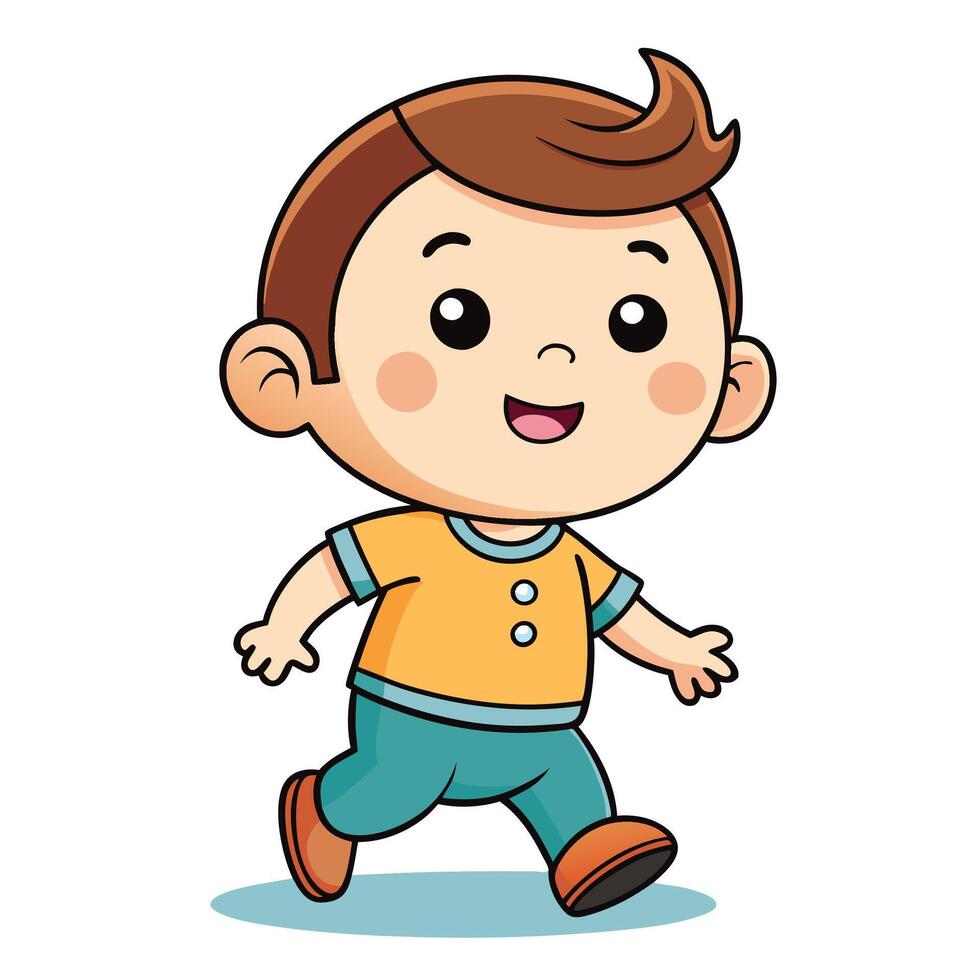 cartoon boy running illustration vector