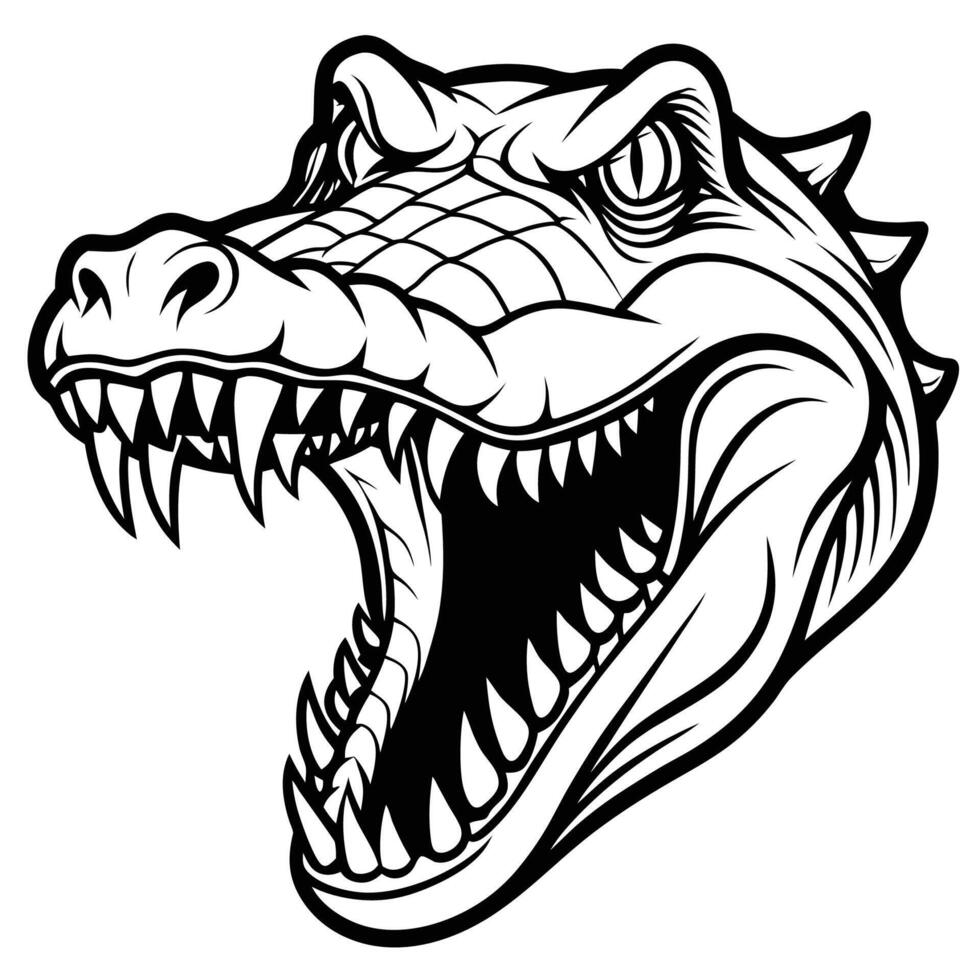 a cartoon alligator head with its mouth open vector
