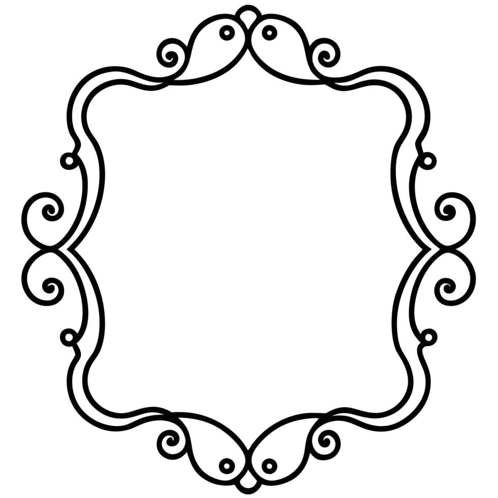 a black and white drawing of a frame with swirls vector