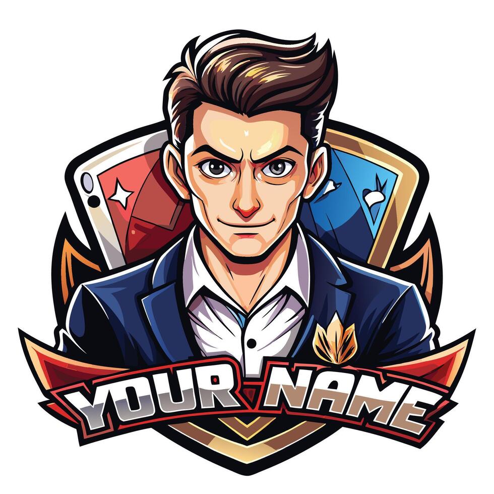 a cartoon character with the name on it vector