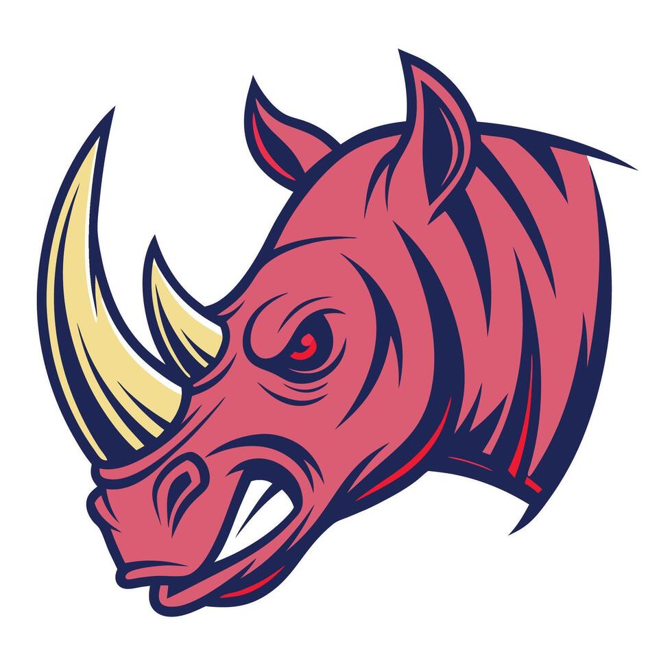 a rhino head with horns and a big mouth vector