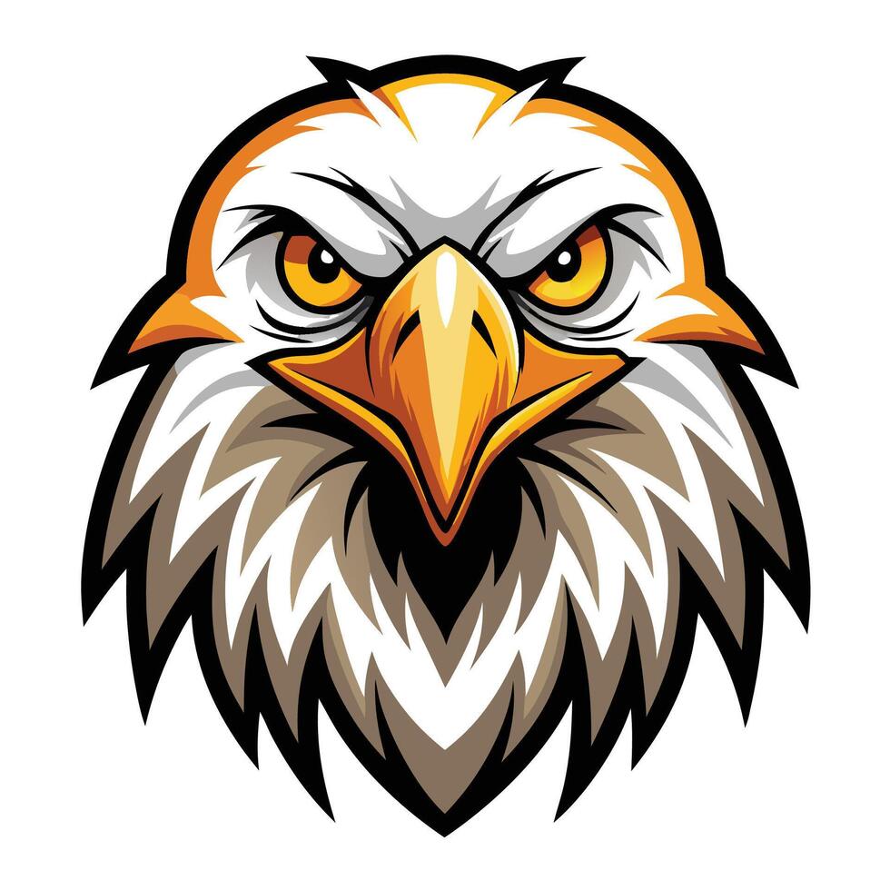 an eagle head with a big beak and yellow eyes vector
