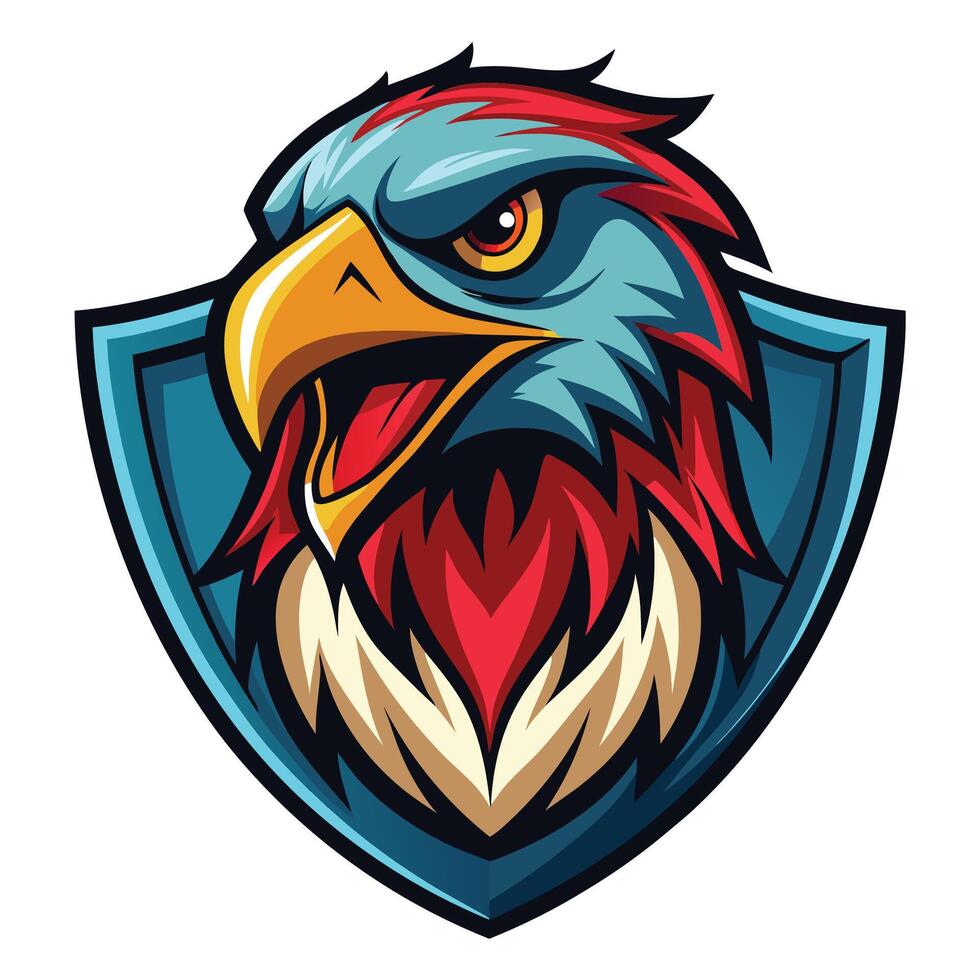 an eagle mascot head on a shield vector