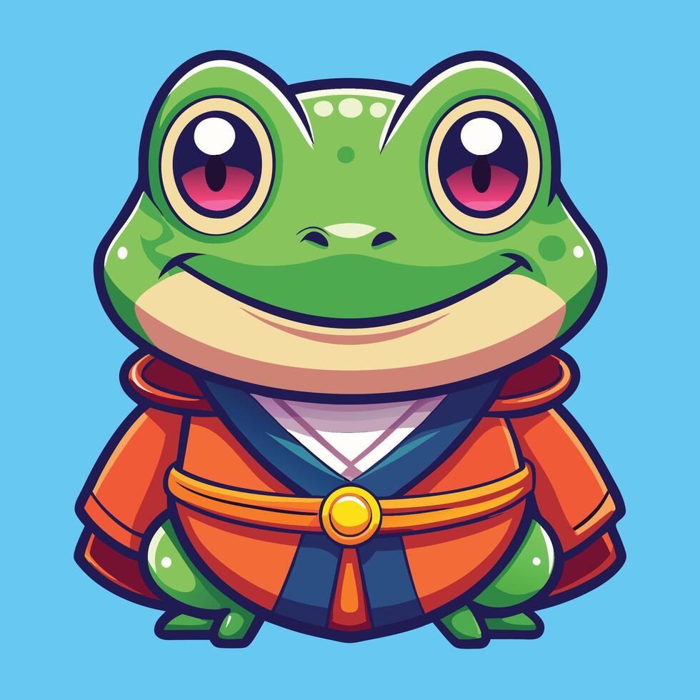 a cartoon frog wearing a kimono vector