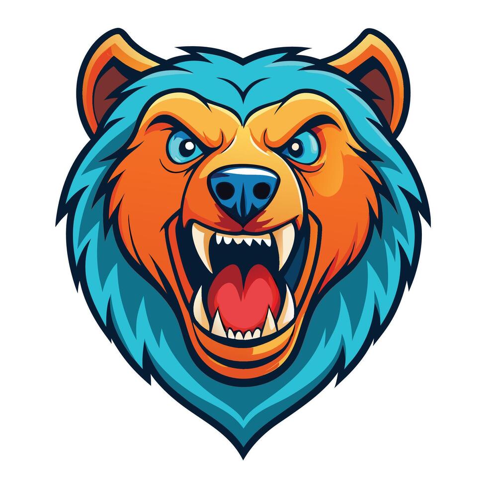 the head of a bear with an angry expression vector