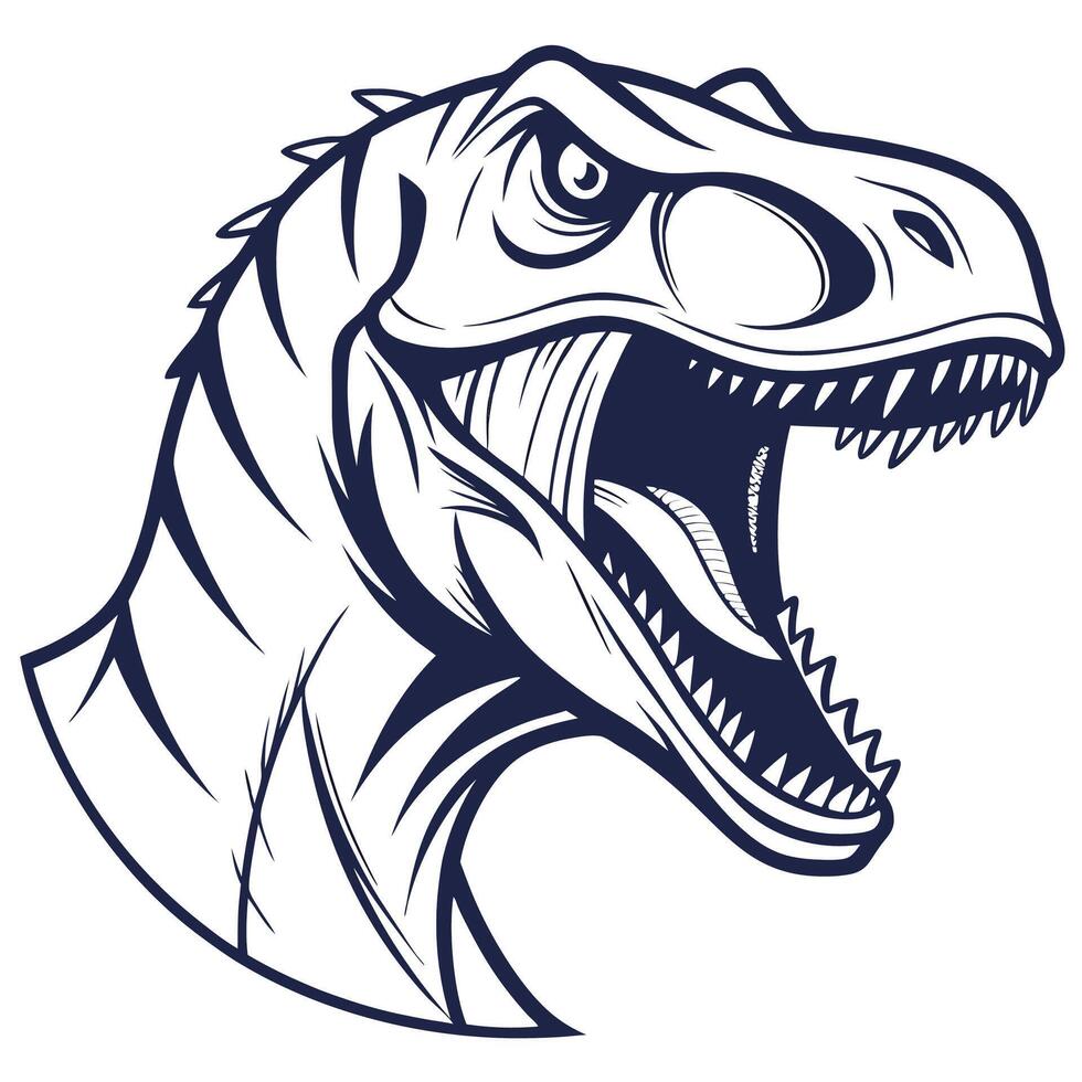 a t - rex head with open mouth vector