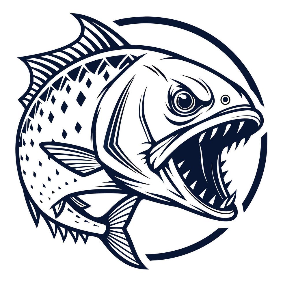 a fish with its mouth open and teeth showing vector