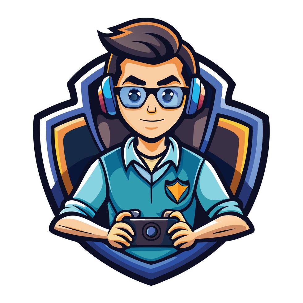 a man in glasses holding a camera vector