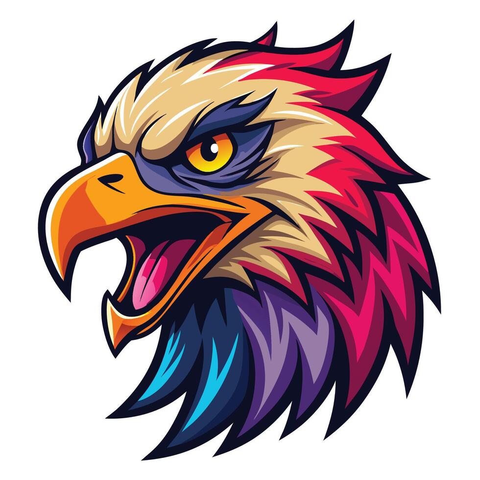 an eagle head with a colorful beak vector