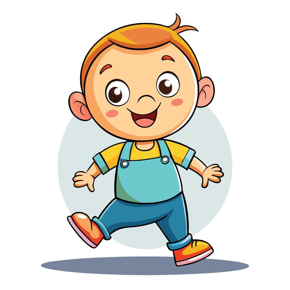 cartoon boy running and smiling vector