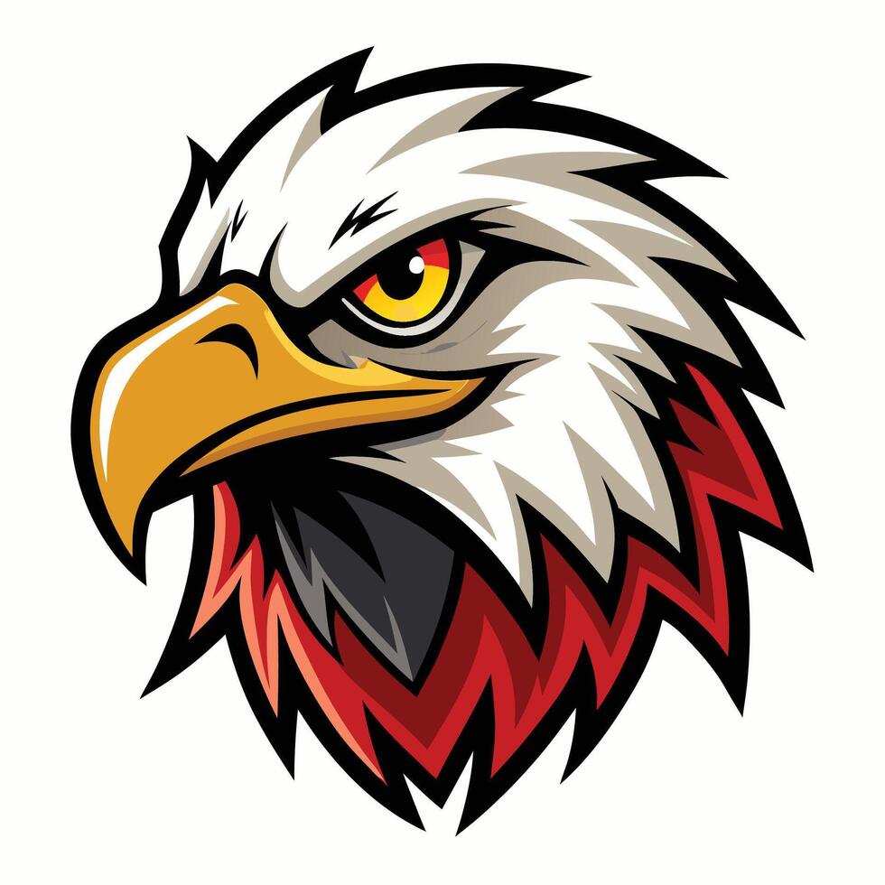 an eagle head with red and white feathers vector