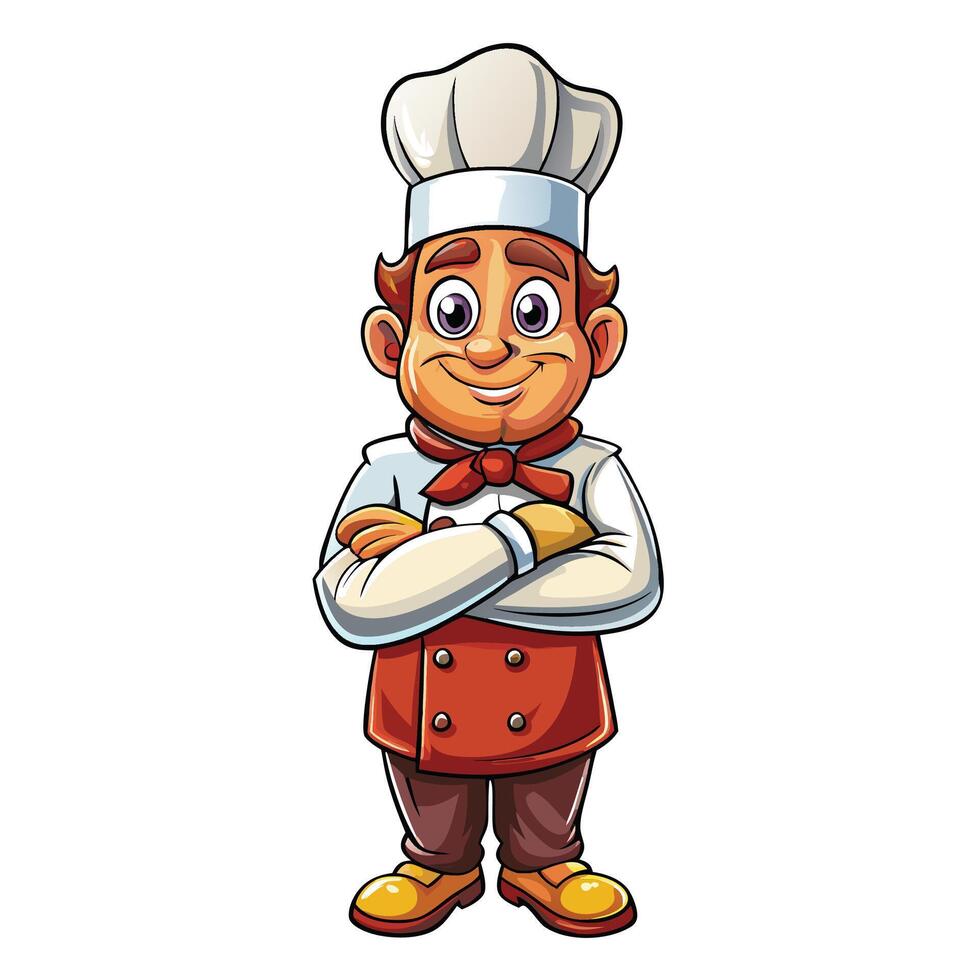 cartoon chef with arms crossed illustration vector