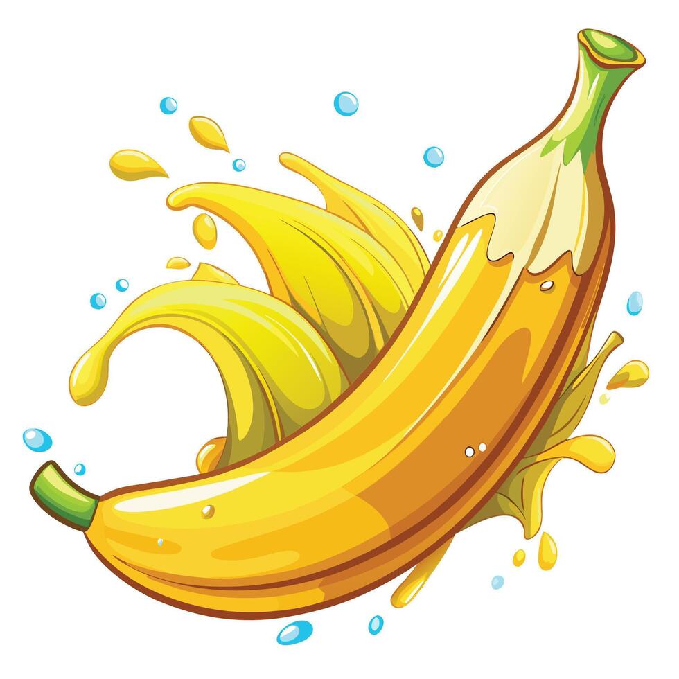 banana with juice splash vector