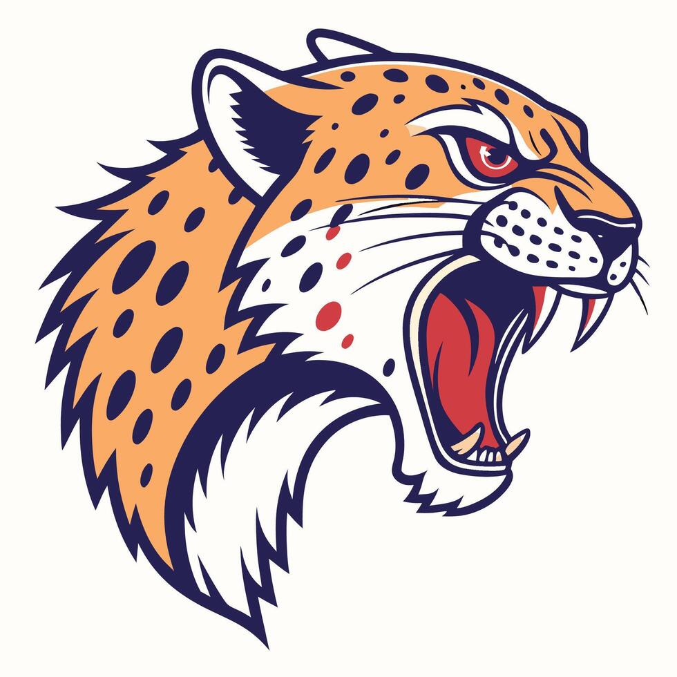 the head of a jaguar is shown with its mouth open vector
