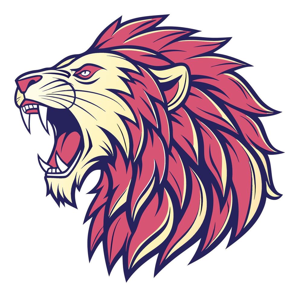 lion head with open mouth on a white background vector