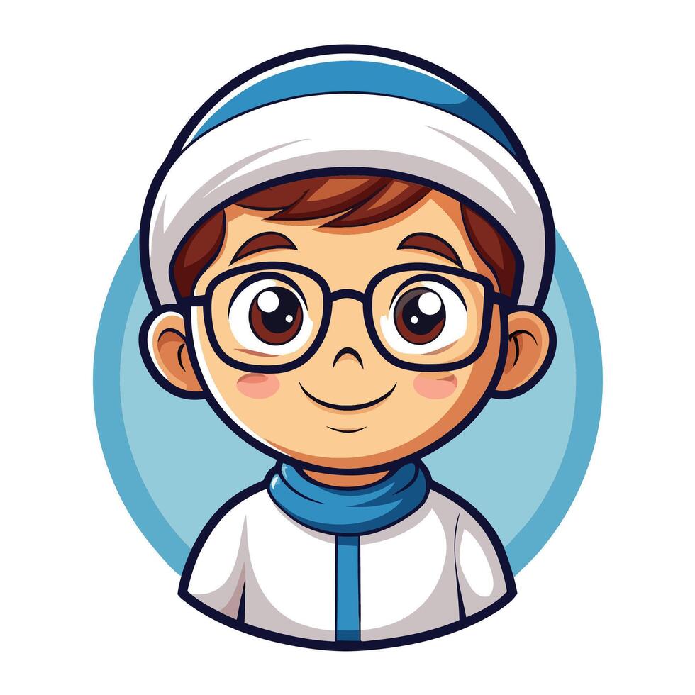 a cartoon boy wearing glasses and a turban vector