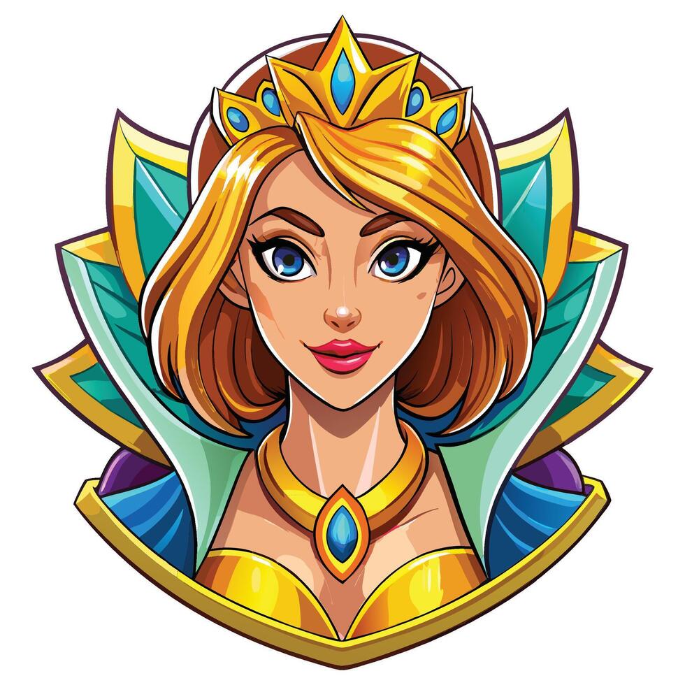 a cartoon princess with a crown on her head vector