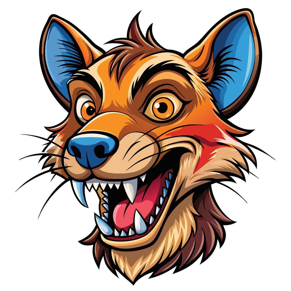 a cartoon fox head with fangs and teeth vector