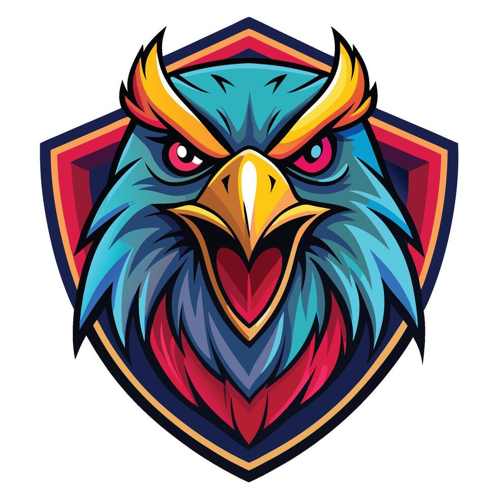 an angry eagle head on a shield vector