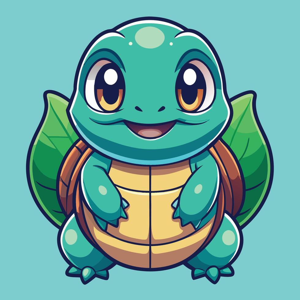 a cartoon turtle with big eyes and a smile vector