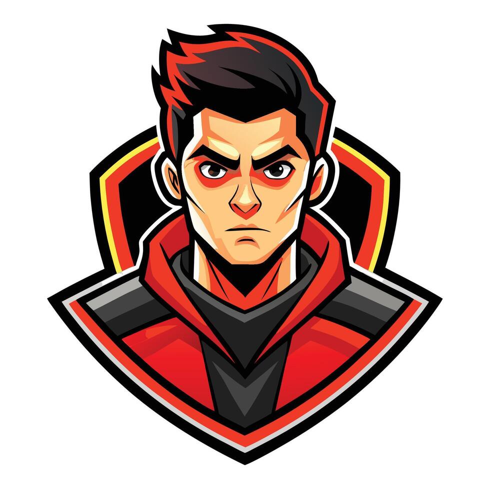 a cartoon character with red hair and black shirt vector
