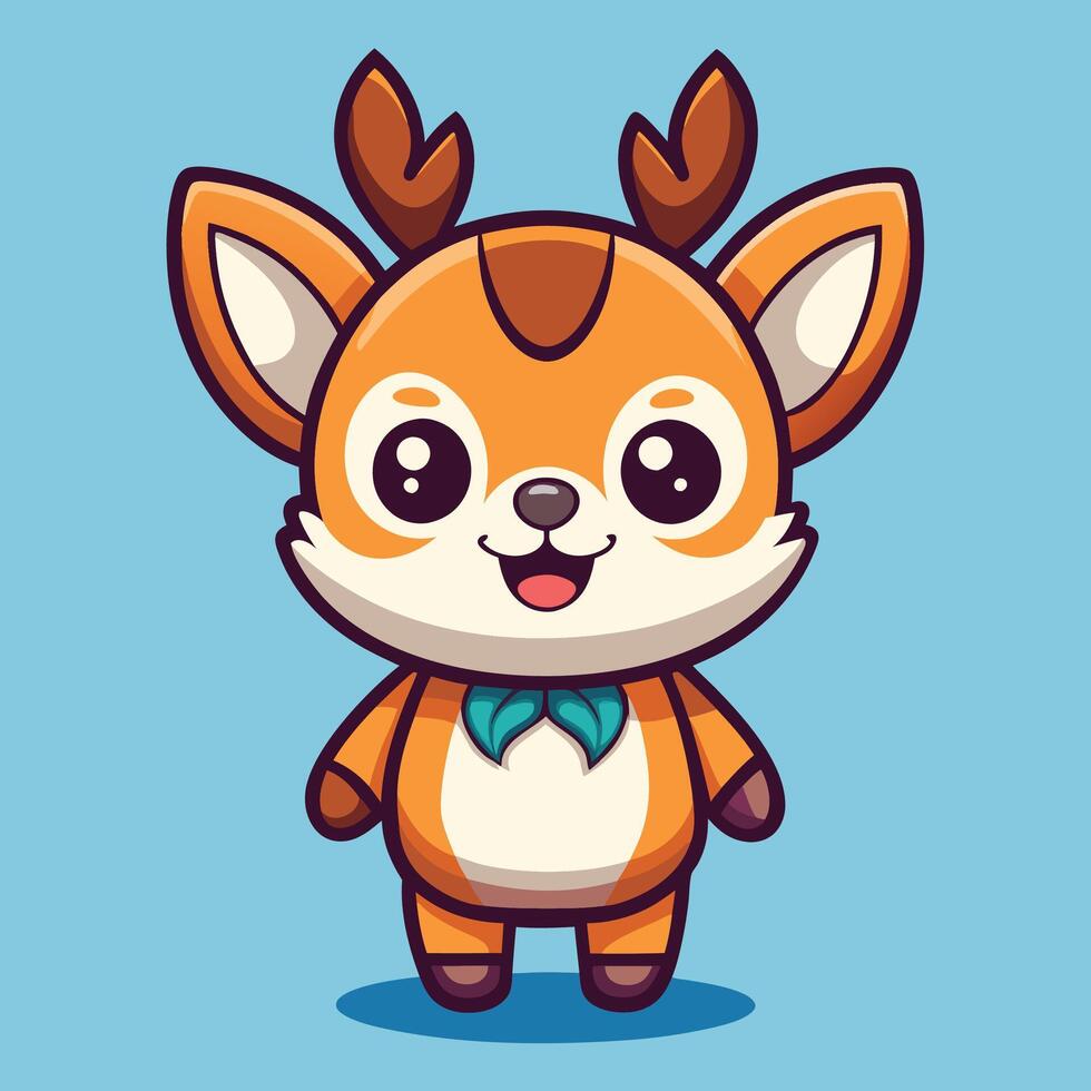 cute deer character illustration vector