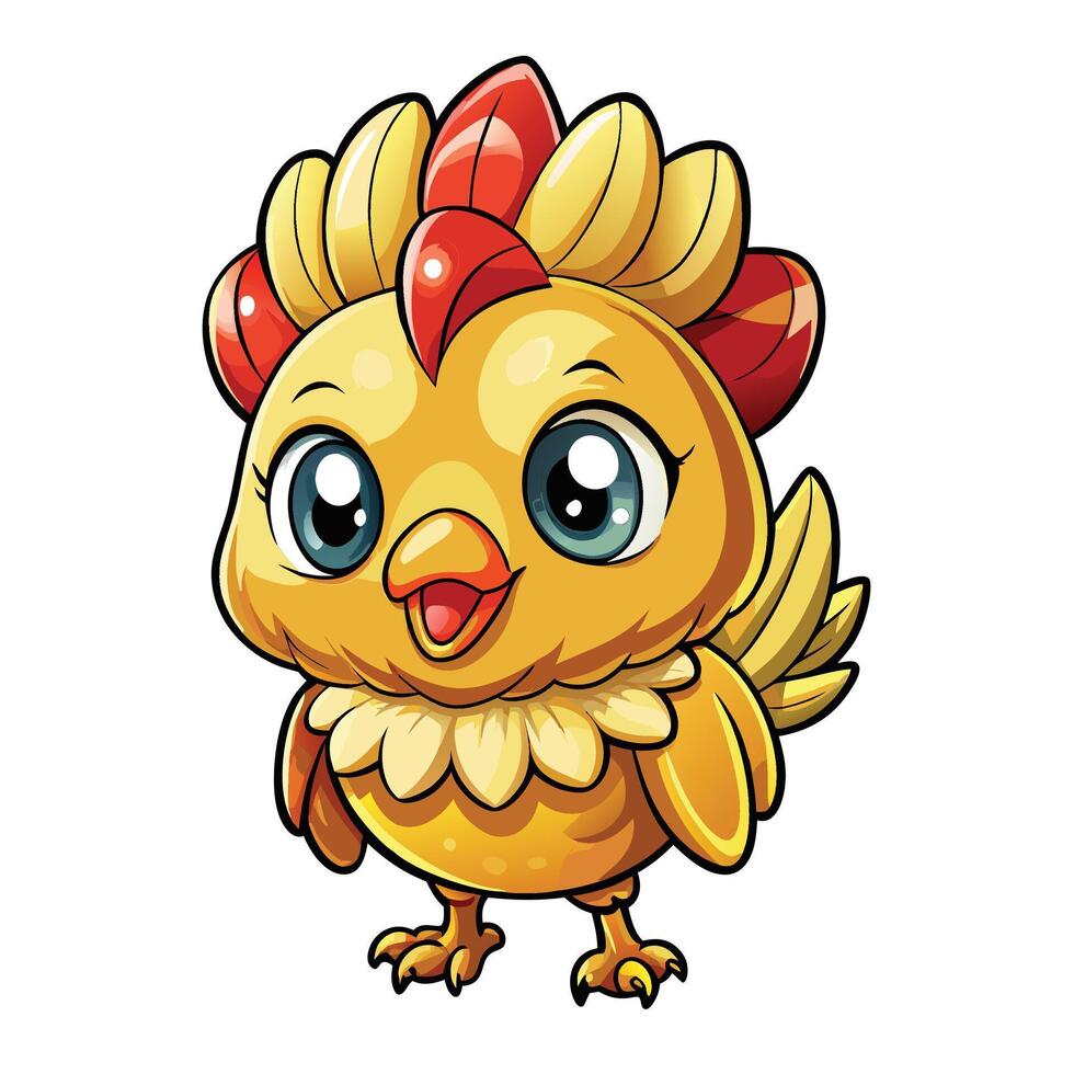 a cartoon chicken with big eyes and a big smile vector