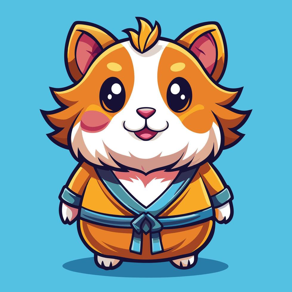 a cartoon cat in karate clothes vector